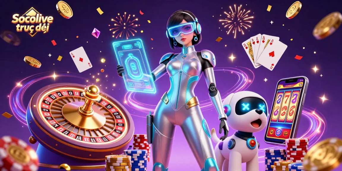 Socolive trực tiếp engages users with vibrant casinos, highlighting live betting features and holographic dice games.