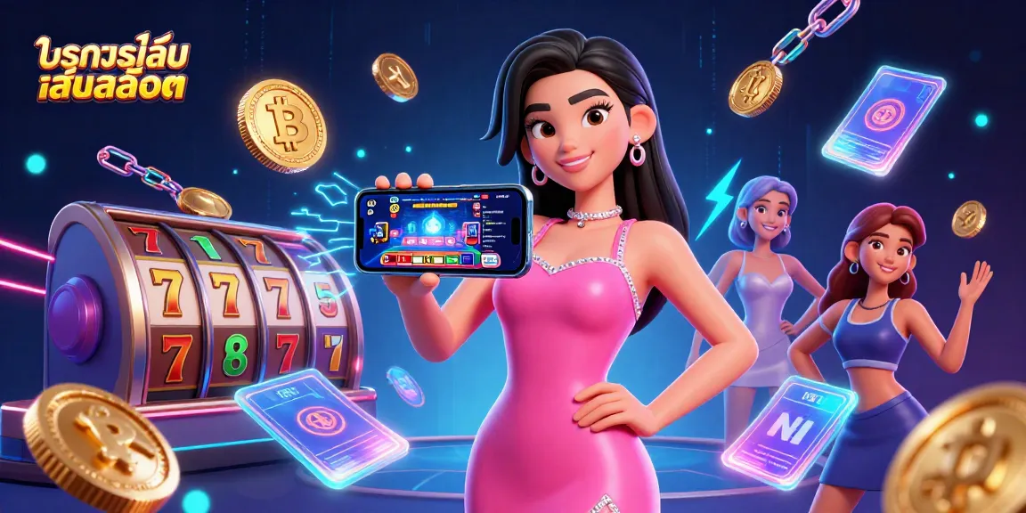 Engage in ทดลองเล่นสล็อต with a stunning woman showcasing live dealer games on her smartphone.