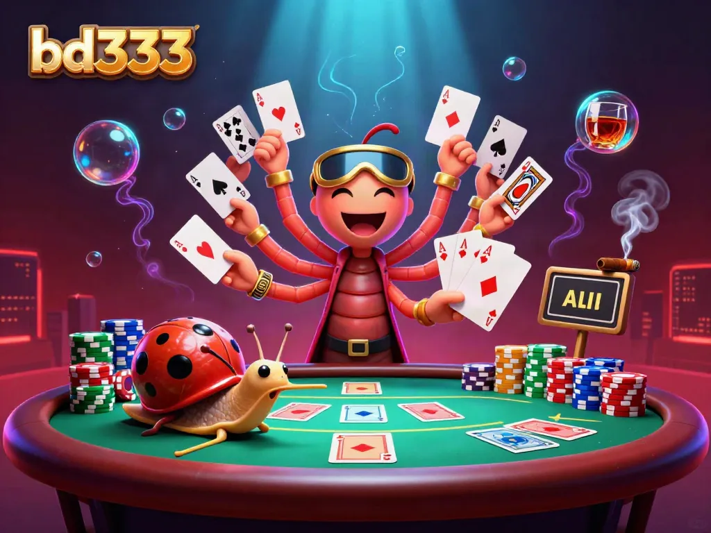 Experience vibrant gameplay on bd333 with an exciting cartoon casino scene featuring a dealer and high-roller characters.