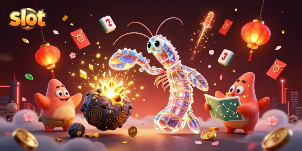 Experience thrilling moments with slot-themed characters in a galactic casino setting.