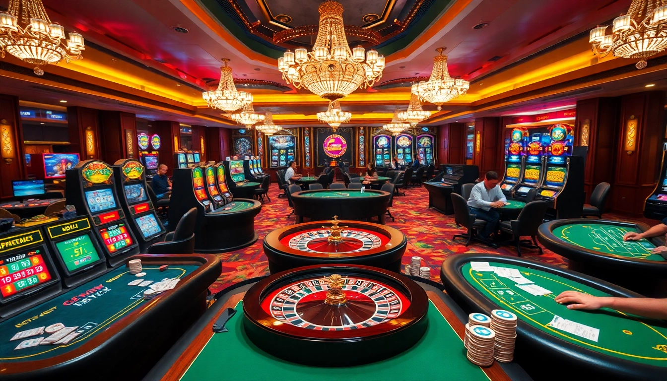 Experience thrilling gameplay at https://rr88a.us.com/ featuring vibrant casino tables and slot machines.