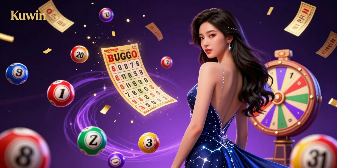 Kuwin enthralls players with its vibrant digital casino scene, featuring colorful lottery balls, exciting gold elements, and a captivating Asian woman.