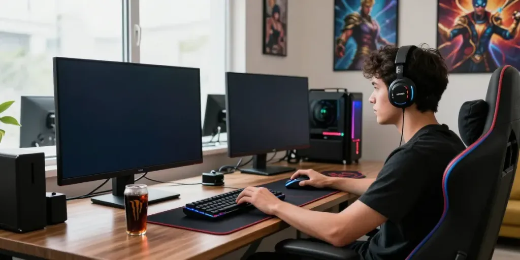 Engaging gaming setup at https://du88az.net/ with modern equipment and vibrant atmosphere.