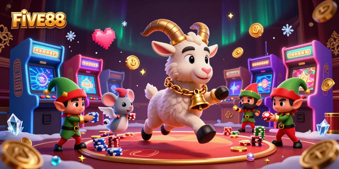 FIVE88 creates an exciting casino experience with a spooky Krampus, angel mouse, and gremlins.