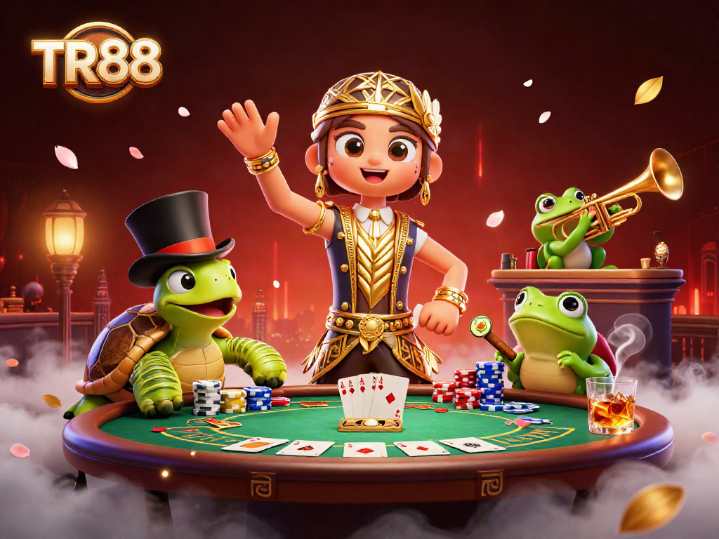 TR88 brings excitement with a poker scene featuring lively characters and festive gambling elements.