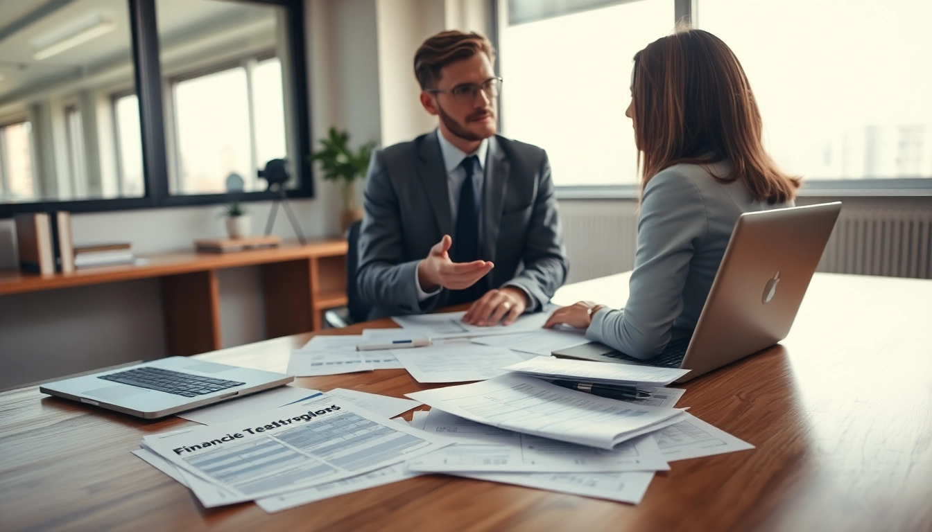 Schulden Finanzamt Ratenzahlung Beratung mit einem Finanzexperten und Steuerunterlagen.