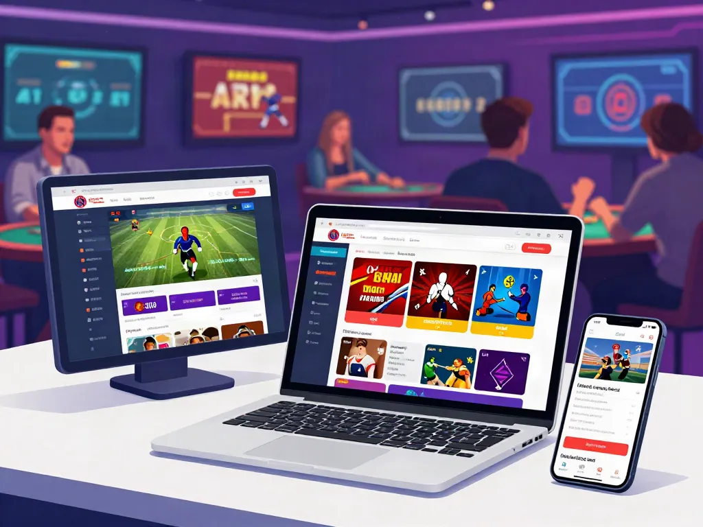 Dynamic online gaming scene featuring Alternatif Bola88 betting platform on devices