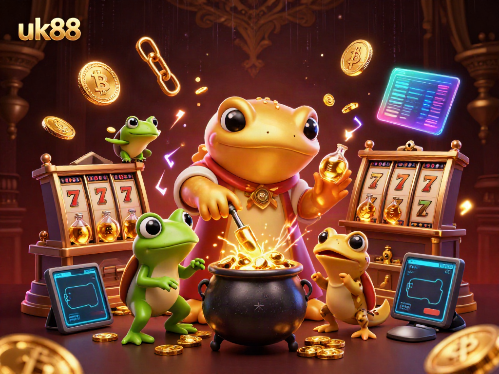 Engage with the enchanting world of uk88 slots as golden salamanders illustrate wealth in this vivid casino scene.