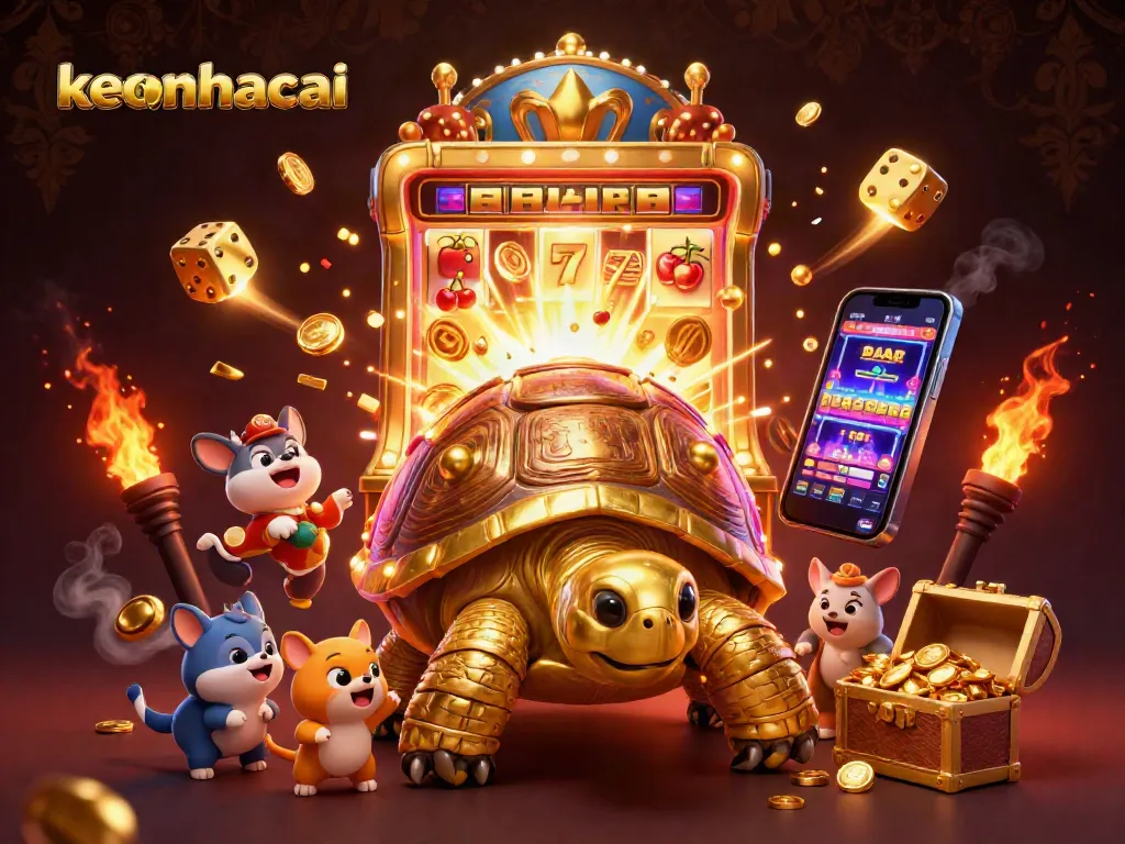 Betting on keonhacai with an engaging scene of a casino pinball tortoise and colorful game elements.