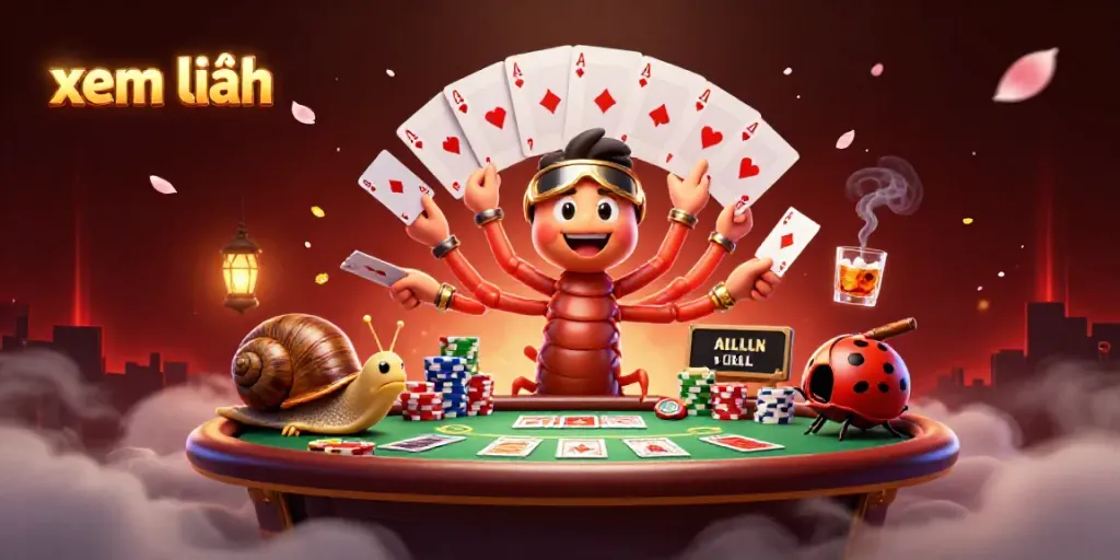 Engage with the excitement of xem thêm in this vibrant 3D illustration filled with dynamic gambling elements.