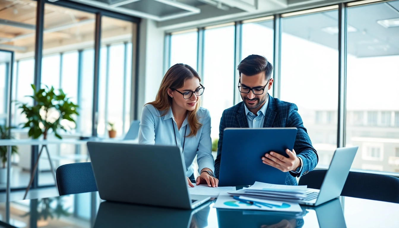 IT Consulting Team discussing strategies in a modern office.