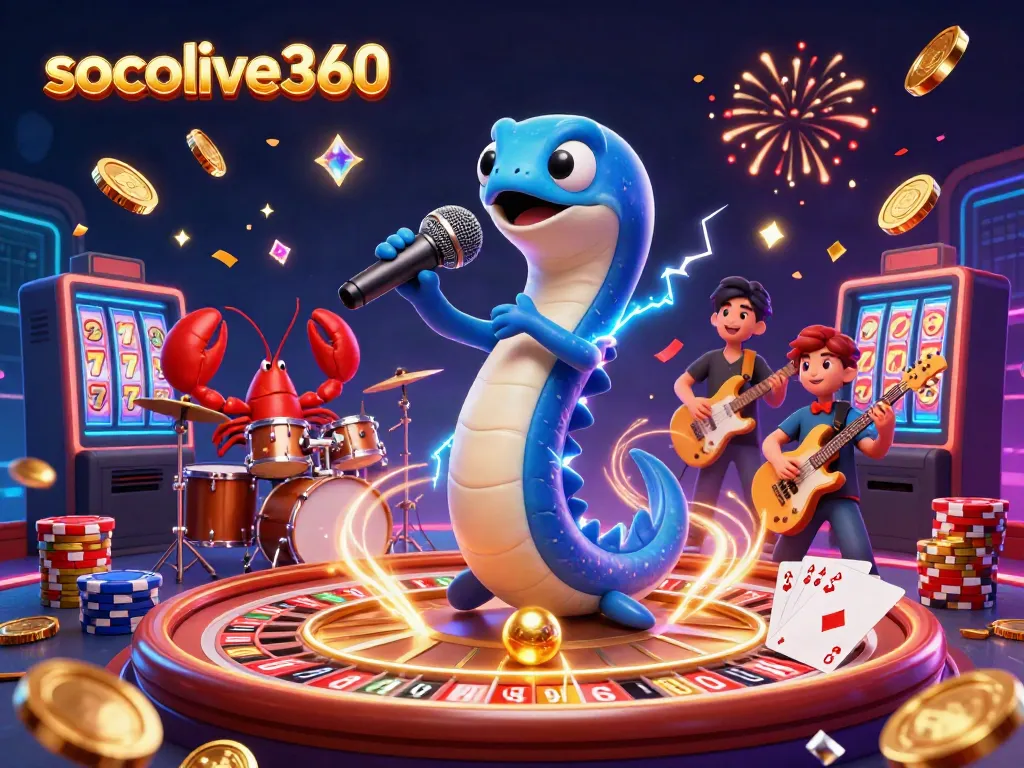 Watch socolive360’s dynamic underwater casino scene featuring an electric eel DJ, lobster drummer, and seahorse guitarist!
