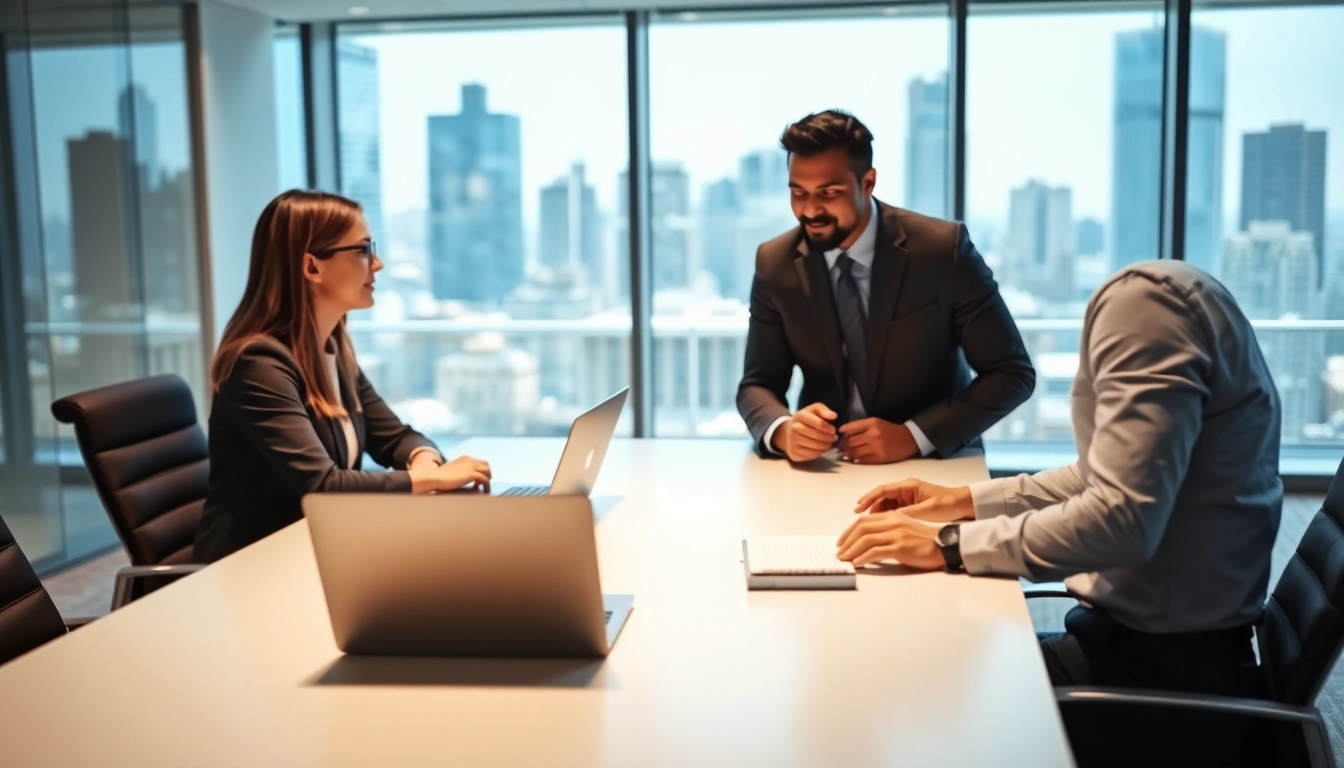 Headhunter IT berät Fachkräfte in einem modernen Büro über Karrieremöglichkeiten.