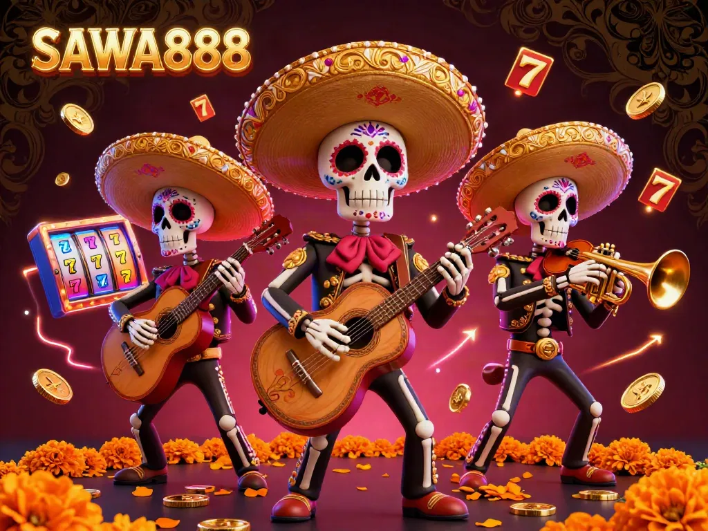 Experience thrilling slots with the festive SAWA888 mariachi band in vibrant gaming atmosphere.