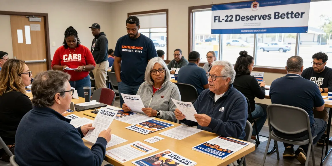 Voters discussing Casey Askar's controversies at a community event, showcasing active engagement.