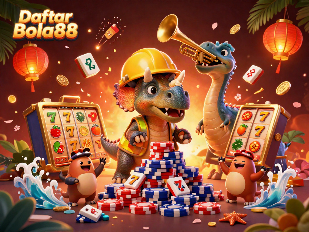Engage with Daftar Bola88's thrilling slots featuring vibrant characters and casino excitement.