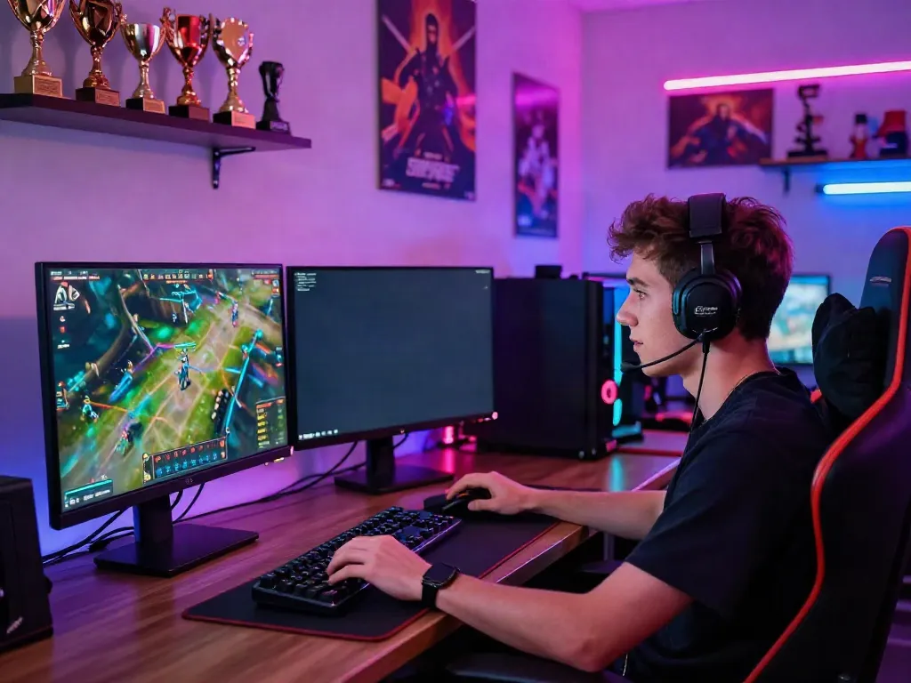 Man88 gaming scene with players engaged in strategy games and vibrant LED lighting.
