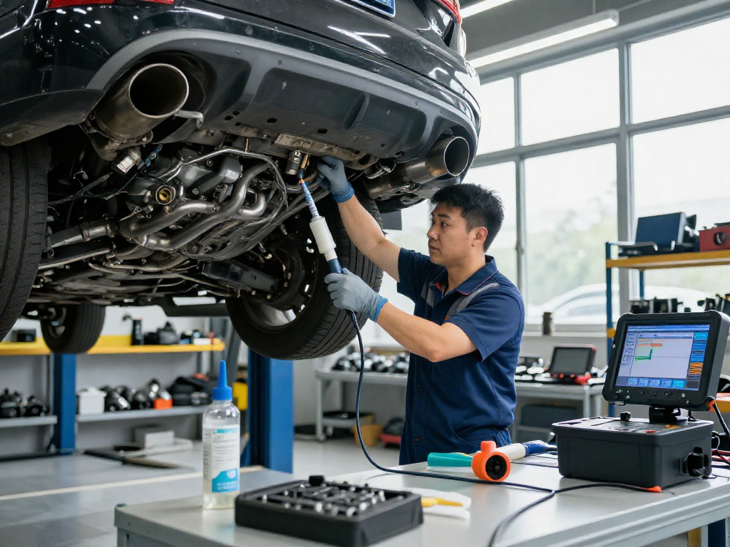 DPF Reinigung Hannover in einer modernen Werkstatt, Techniker bei der Arbeit.