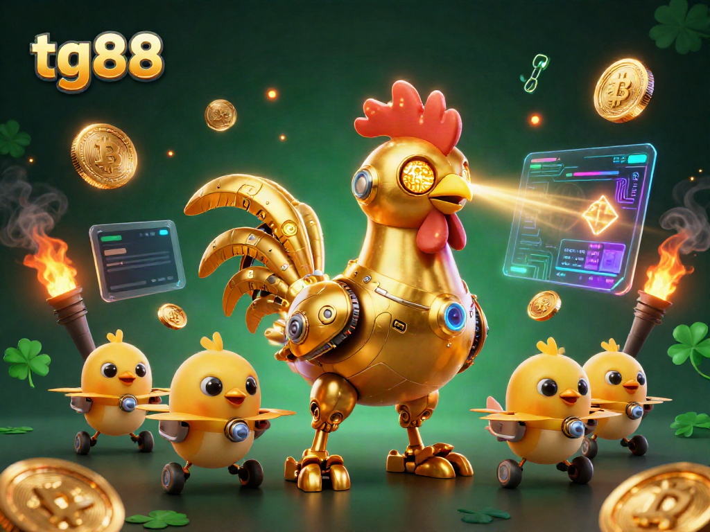 Experience the excitement of tg88 in a vibrant 3D casino world filled with golden elements and crypto coins.
