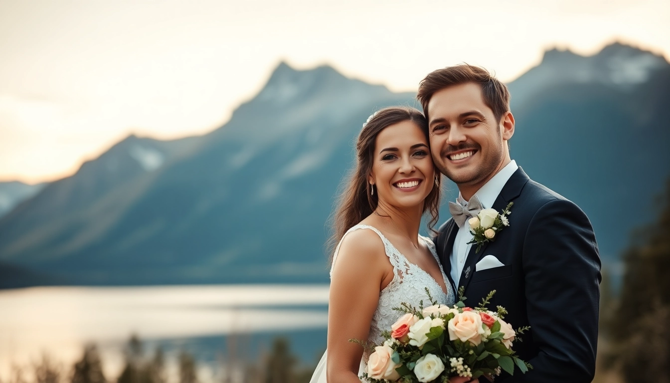 Hochzeitsfotograf Schliersee erfasst ein glückliches Brautpaar in den Alpen mit romantischem Hintergrund.