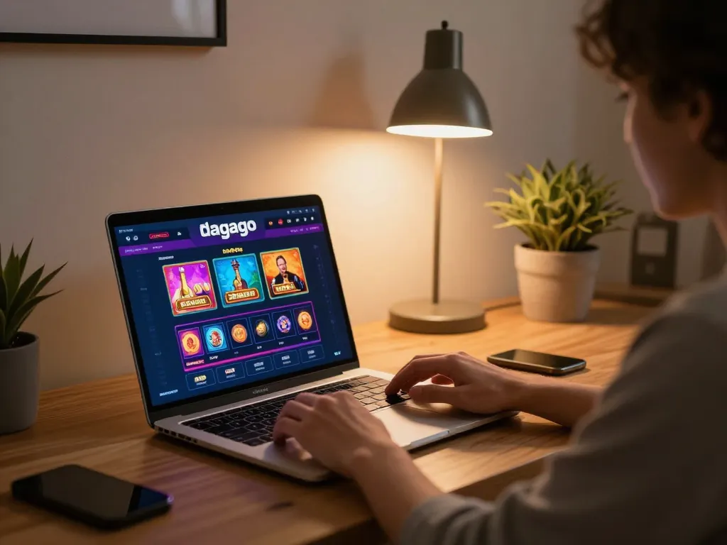 person engaging in online betting on dagago website from a cozy home gaming setup