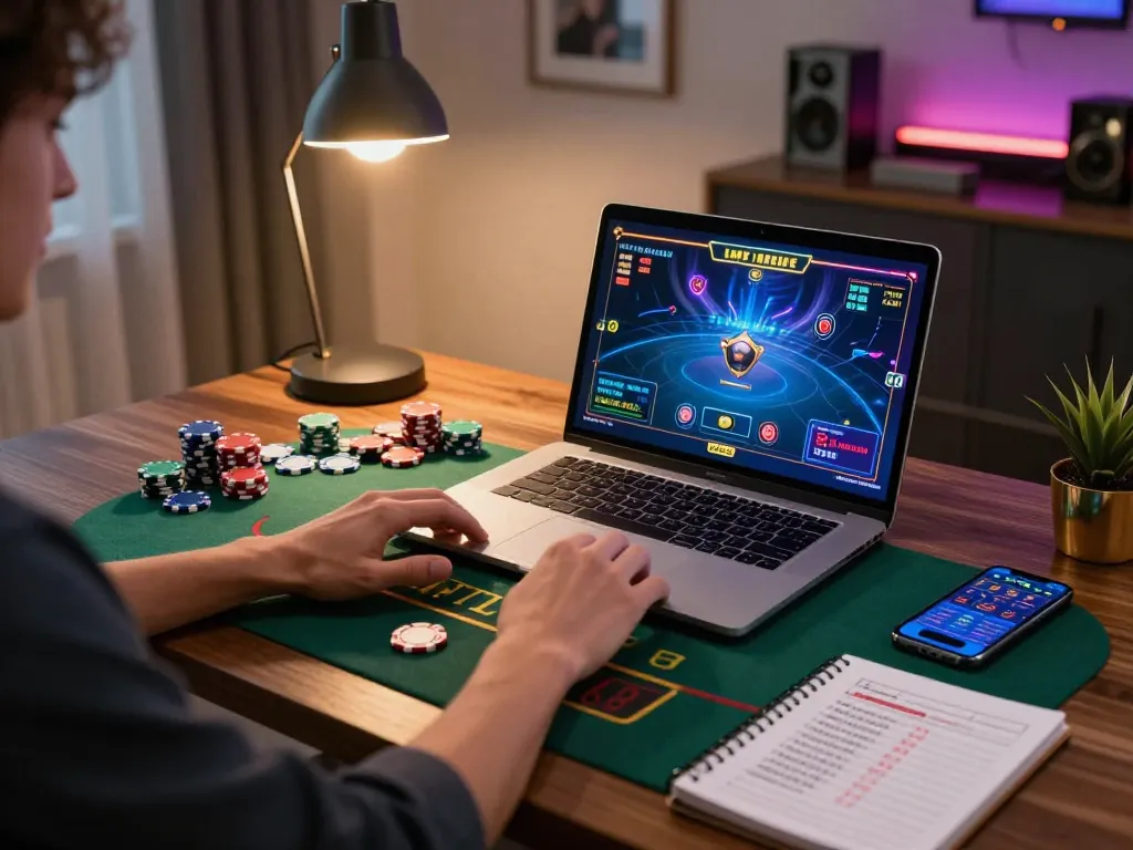 Engaging in live casino games on 98win's online platform with vibrant graphics and strategic notes.