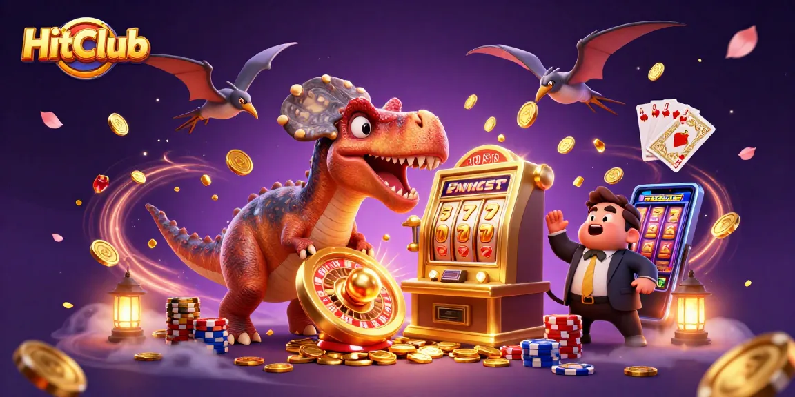 HitClub combines thrilling casino elements in a vibrant 3D scene with dynamic characters and gaming action.