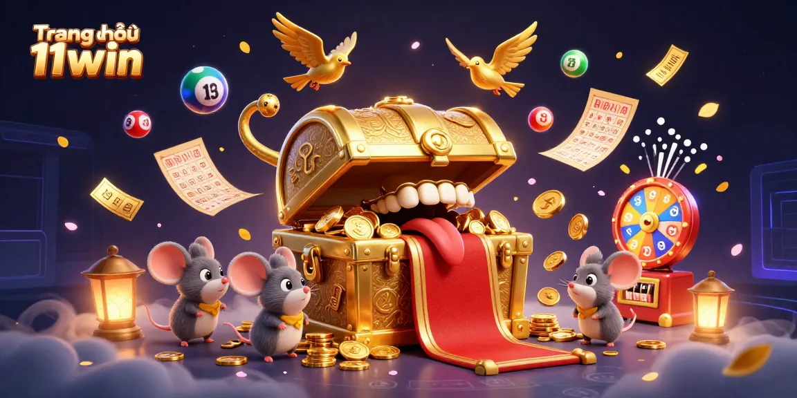 Unleash excitement with the vibrant scene from Trang chủ 11win, showcasing a dynamic lottery and gaming world.